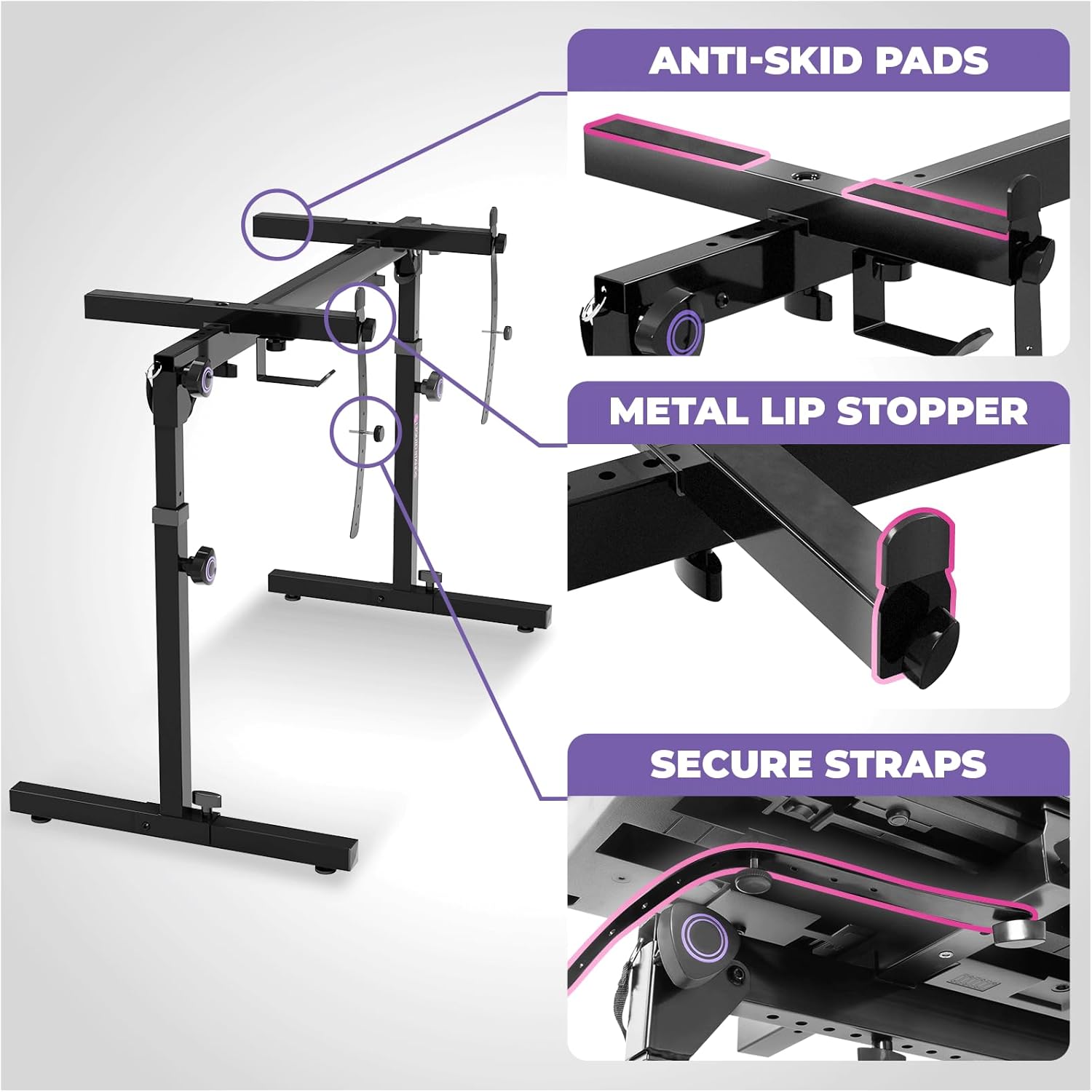 Liquid Stands Table Style Foldable Piano Keyboard Stand 54-88 Key – Heavy-Duty Music Piano Stand, Adjustable Height & Width, Headphone Hanger – Fits 2nd Tier, Tabletop – Electric, Digital, Portable