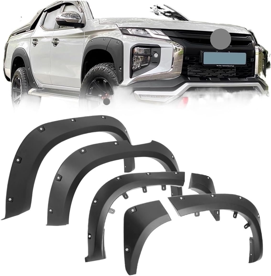 Mudguards Wheel Arch Compatible For Mitsubishi L200 Triton 2019 2020 2021 2022 2023 Matte Black Decoration Fender Flares Car Accessories(With nails)