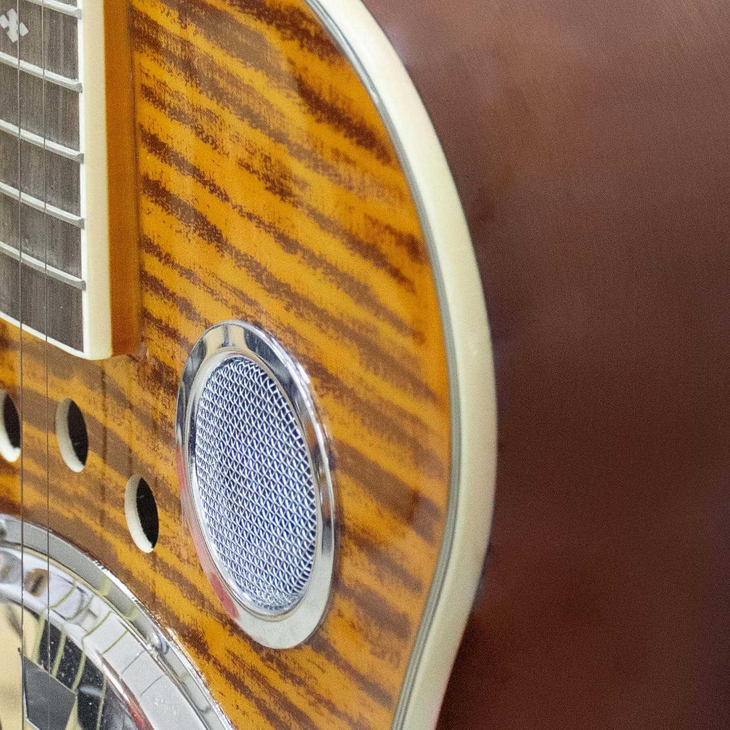 40-Inch Resonator Guitar with Spruce Top & Sapele Body - Tiger Flame Finish, Okoume Neck, Rosewood Fingerboard | Bronze Strings | Beginner guitar