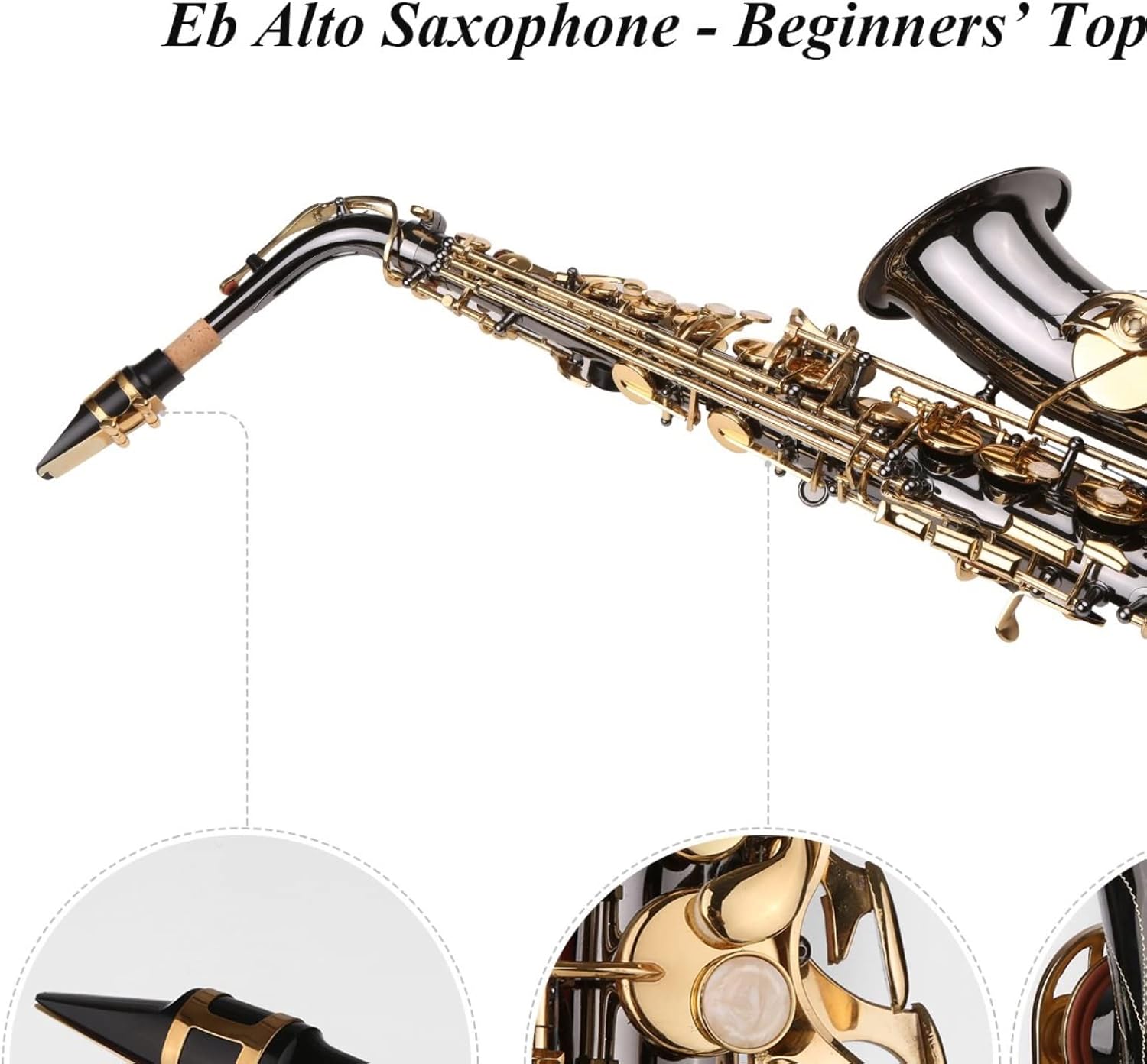 KESHUO EB E- Flat Alto Saxophone Nickel- Plated Brass Body with Engraving Keys Woodwind Instrument with Carry Case Brass Sax Beginners Kit
