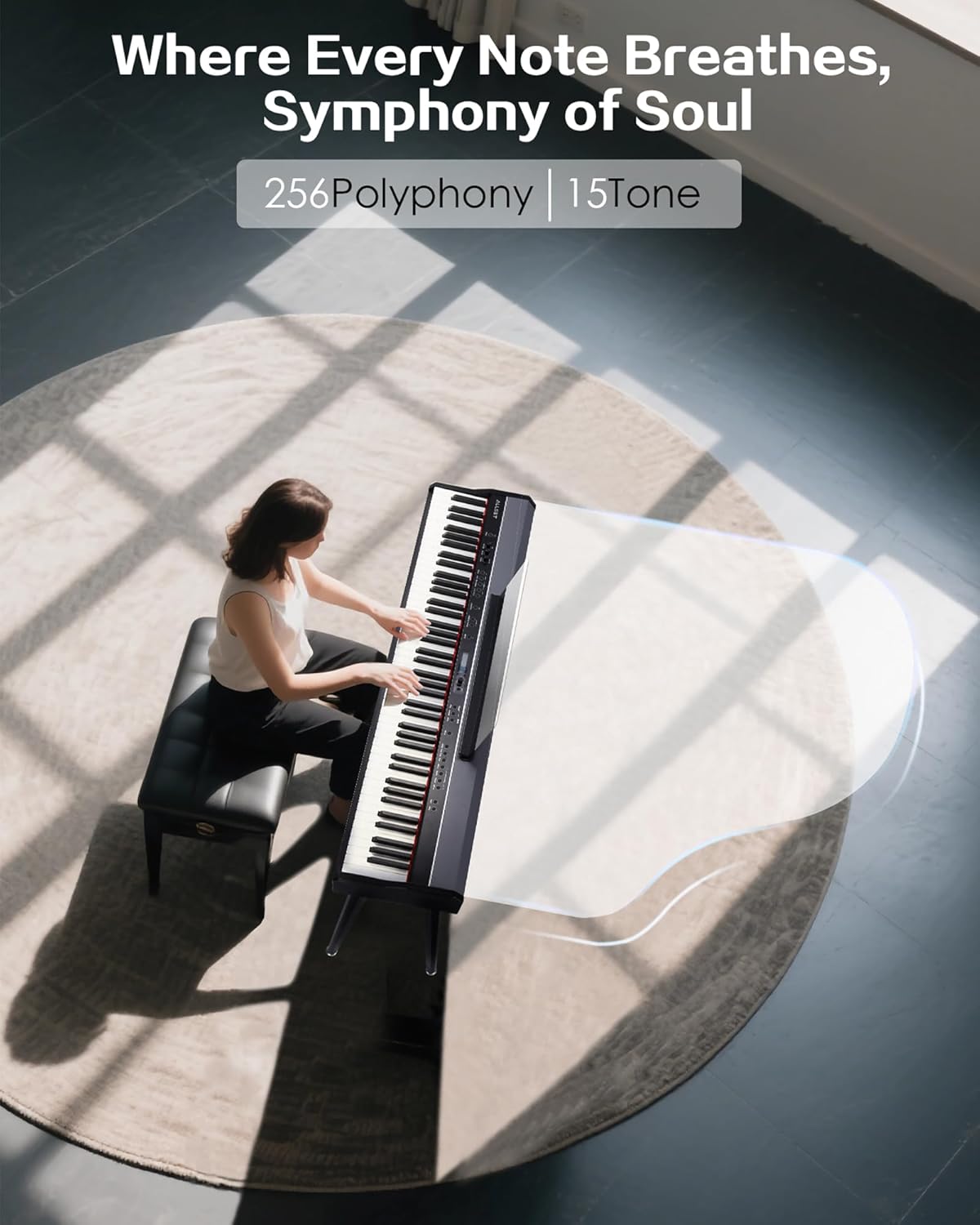 D5 88-Key Digital Piano with Hammer Action, Professional Full-Weighted Keys Electronic Piano Portable Keyboard for Beginners, 3 Pedals, USB/MIDI Connectivity, Dual Stereo