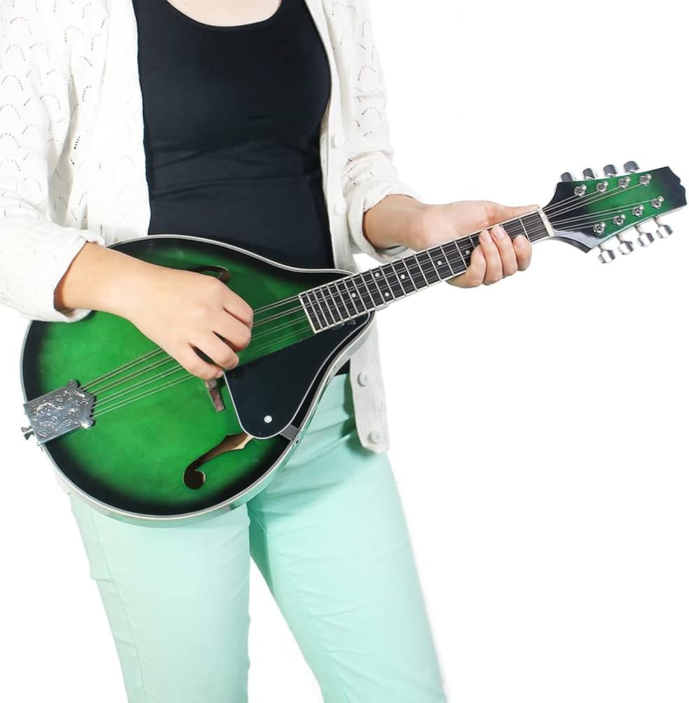 Vaguelly 8 String Mandolin Green Mandoline Instrument Acoustic a Style Bridge Steel Strings