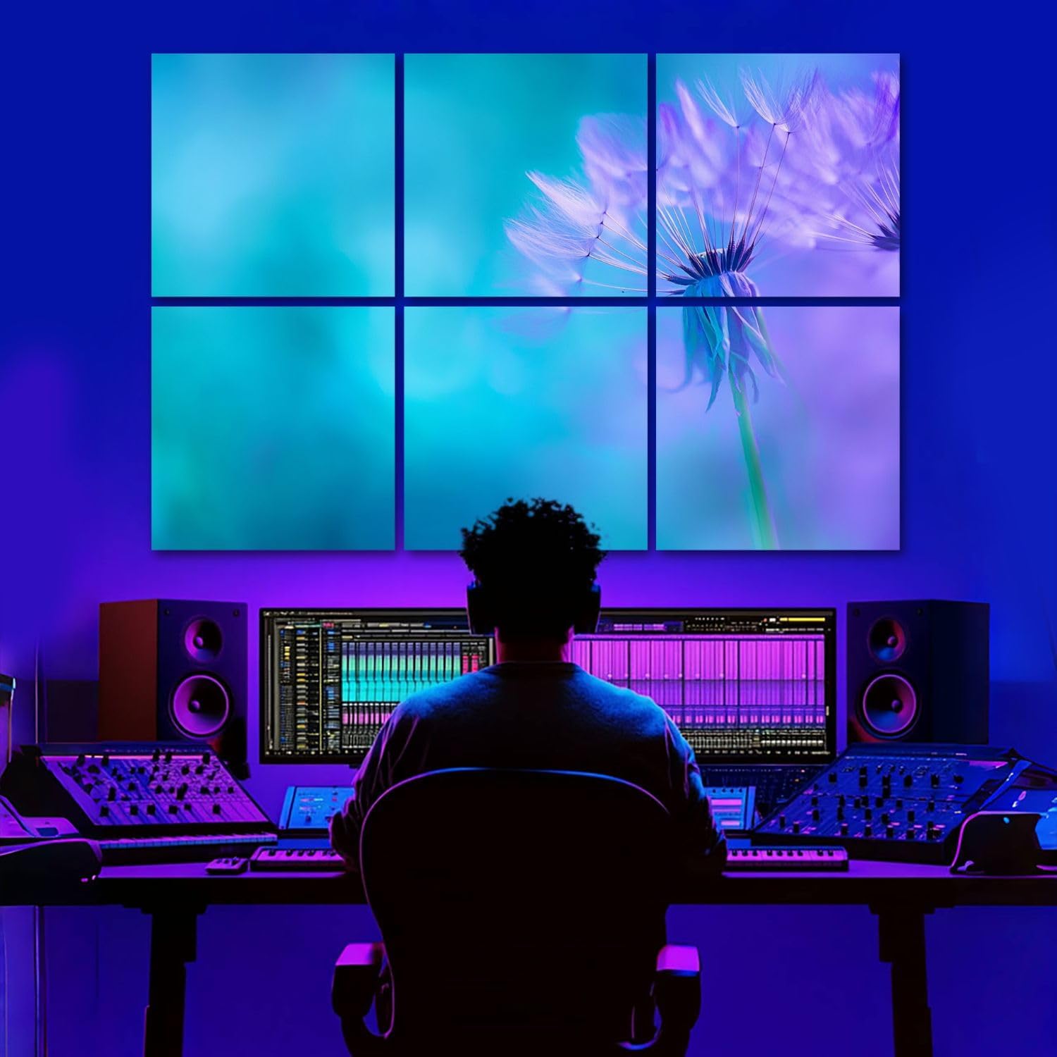 6 Pack Art Acoustic Panels Abstract nature Dandelion extreme close up macrophotography Sound Absorbing Panel 48