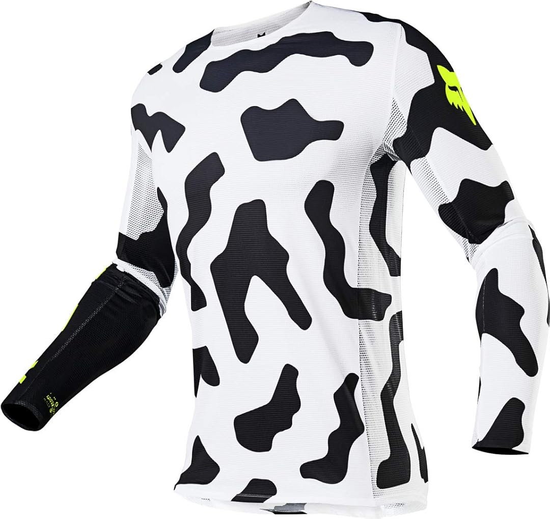 Fox Racing Mens Flexair PSYCOSIS Mountain Biking Jersey,Black/White,2X