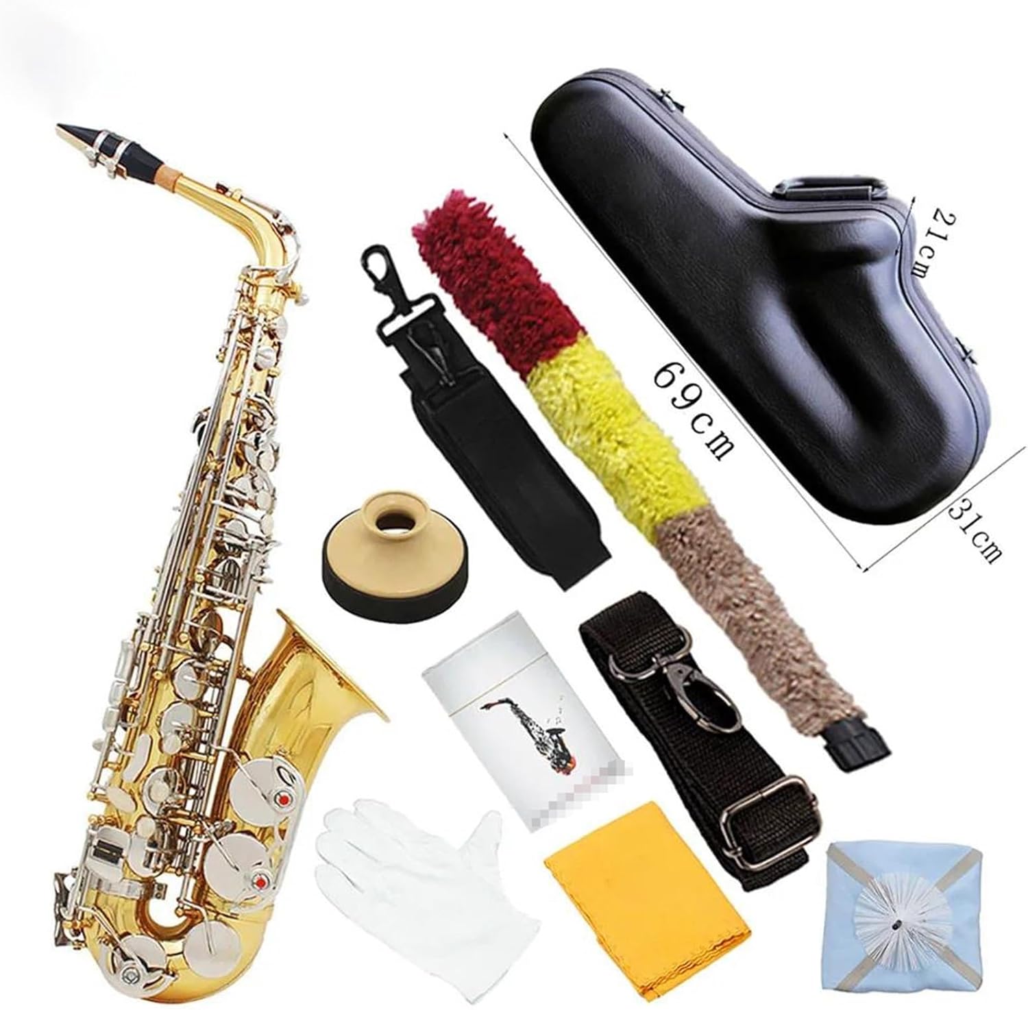 Eb Alto Saxophone Electrophoretic Gold E Flat Sax Musical Woodwind Instrument With Leather Case Mouthpiece Reeds