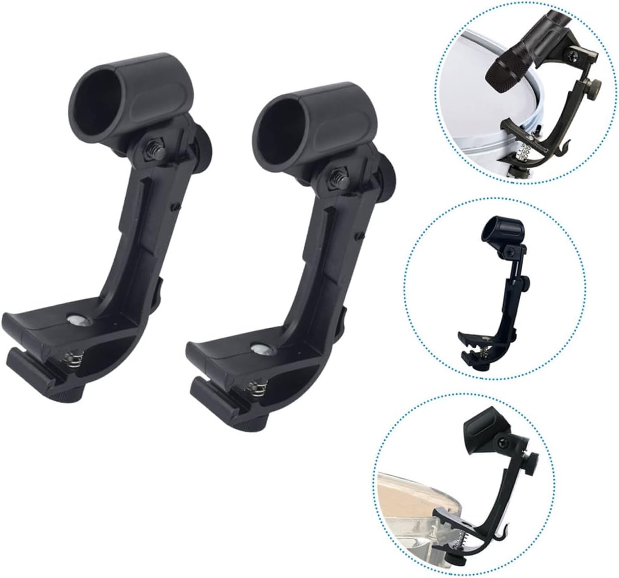 2pcs Kit Movable for Microphone Rim Studio Universal Clips Clamp Supplies Adjustable Shockproof Holder Clamps Holders Snare Musical Clip Accessories Mount Securing Mic Clamping Stands