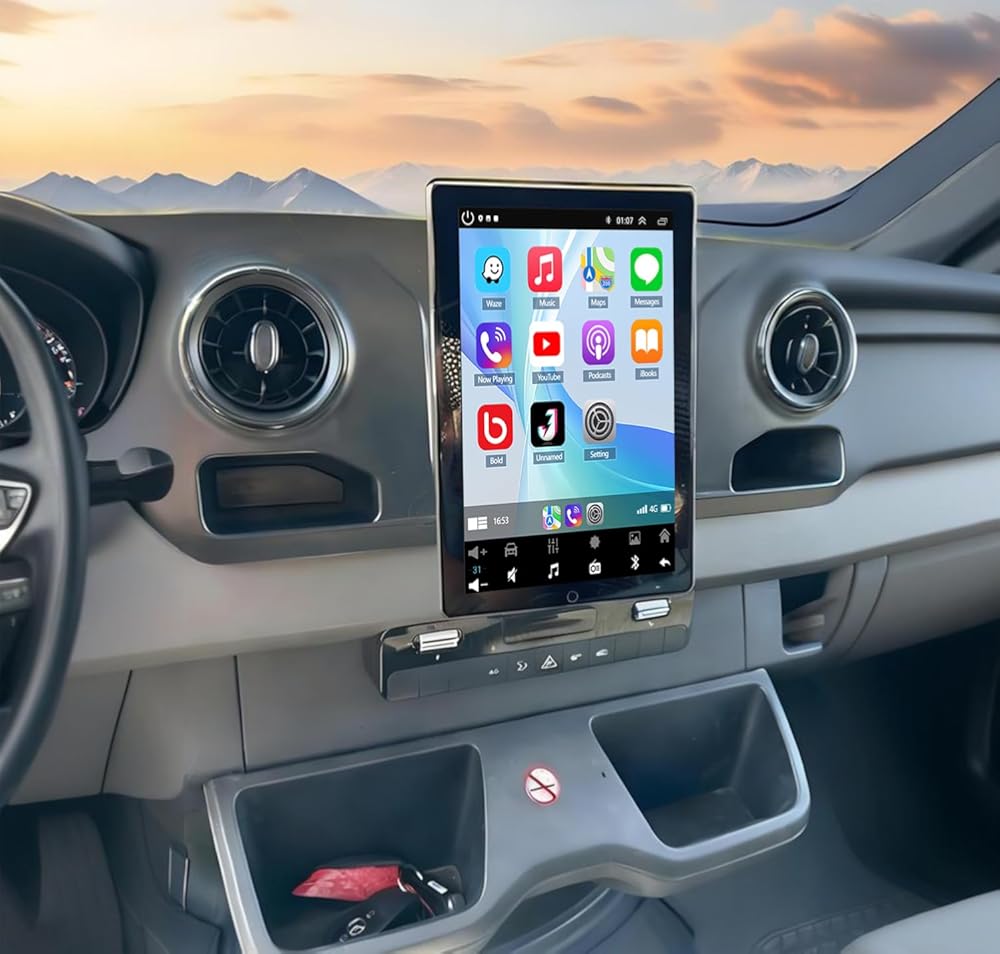 2+32G Double Din Radio Rotated Stereo for Mercedes Benz Sprinter 2018-2022 with Wireless Carplay & Android Auto,10 Inch Car Audio Receiver GPS Navigation Unit with Bluetooth Head Unit WiFi SWC