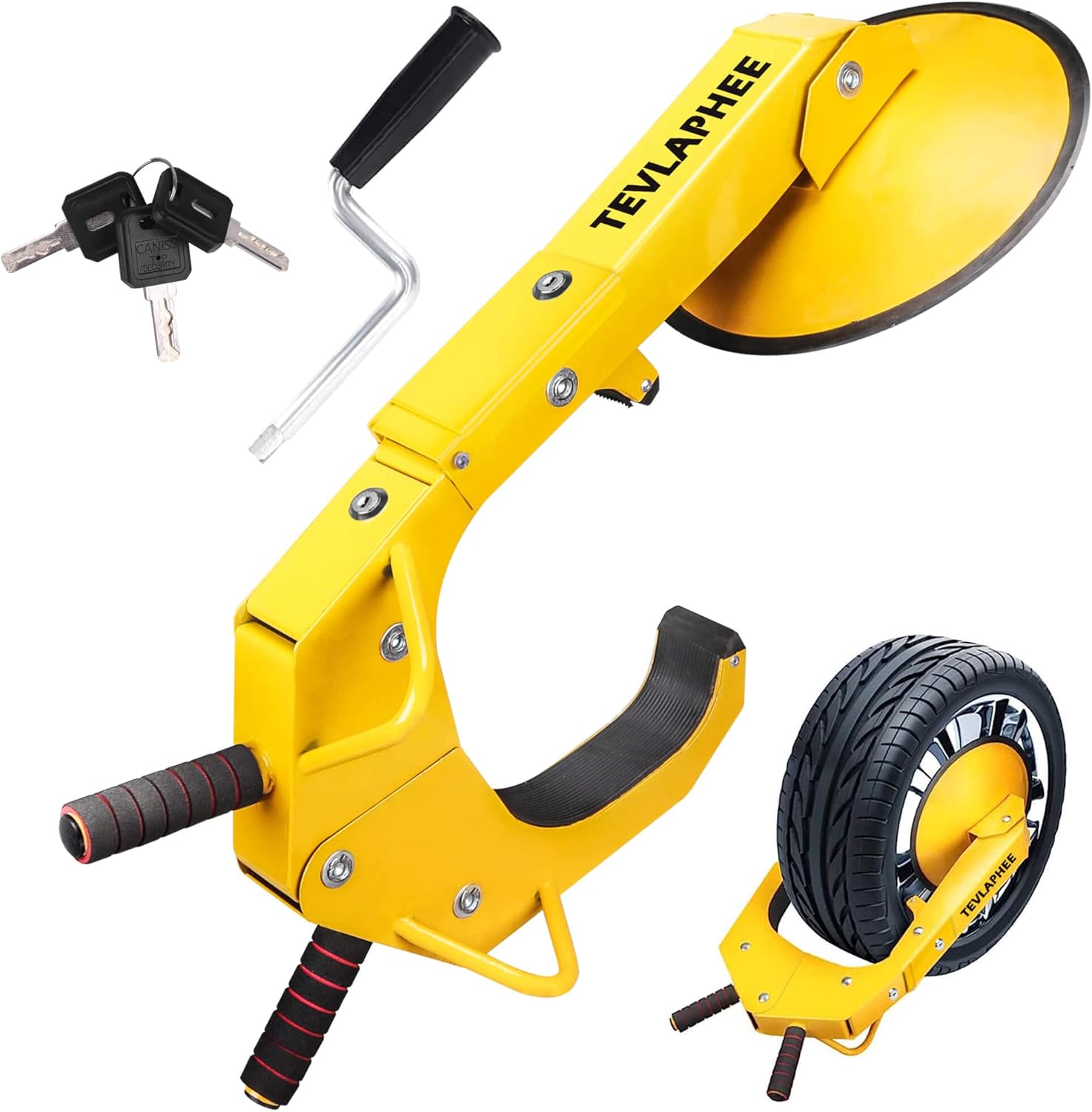 Tevlaphee Wheel Lock - Car Boot Anti-Theft Trailers Wheel Clamp Lock Parking Boot for Cars, Trucks, SUVs, Campers - Upgraded Dual Lock Adjustable Lug Nuts Cover