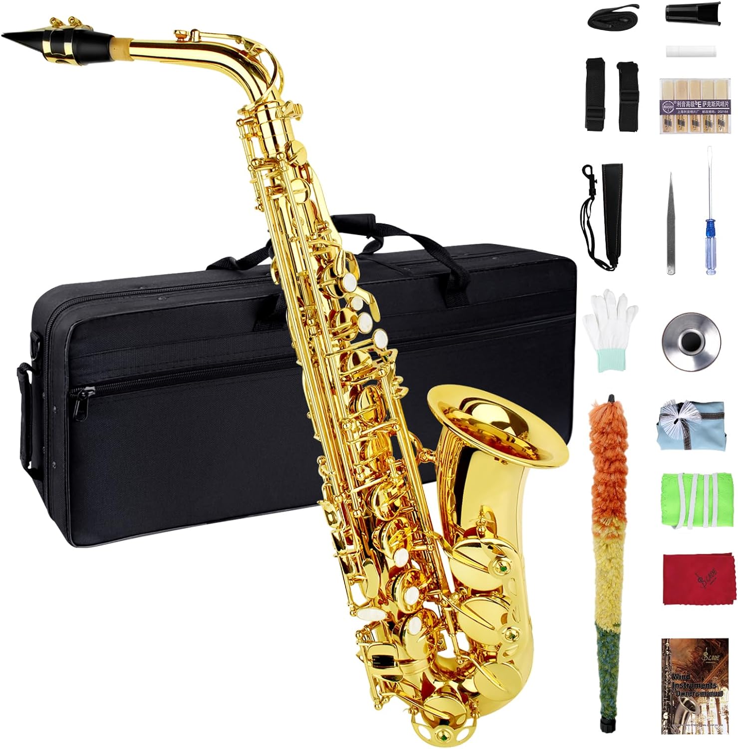 Eb Alto Saxophone - Beginner to Professional, Gold Finish, Adult Size