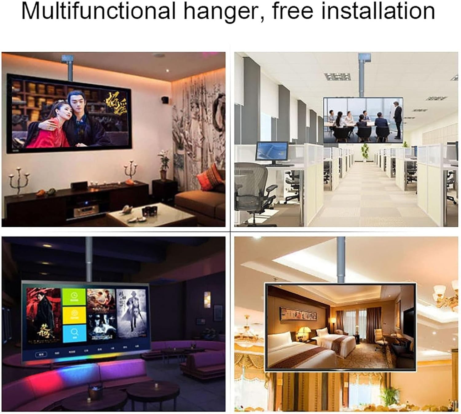 Motorised TV Bracket Stand - Height Adjustable TV Stand and Wall Mount Motorized Tv Mount, Motorized Ceiling TV Mount, with Remote Control, Fits 26-70 Inch Low Profile TV