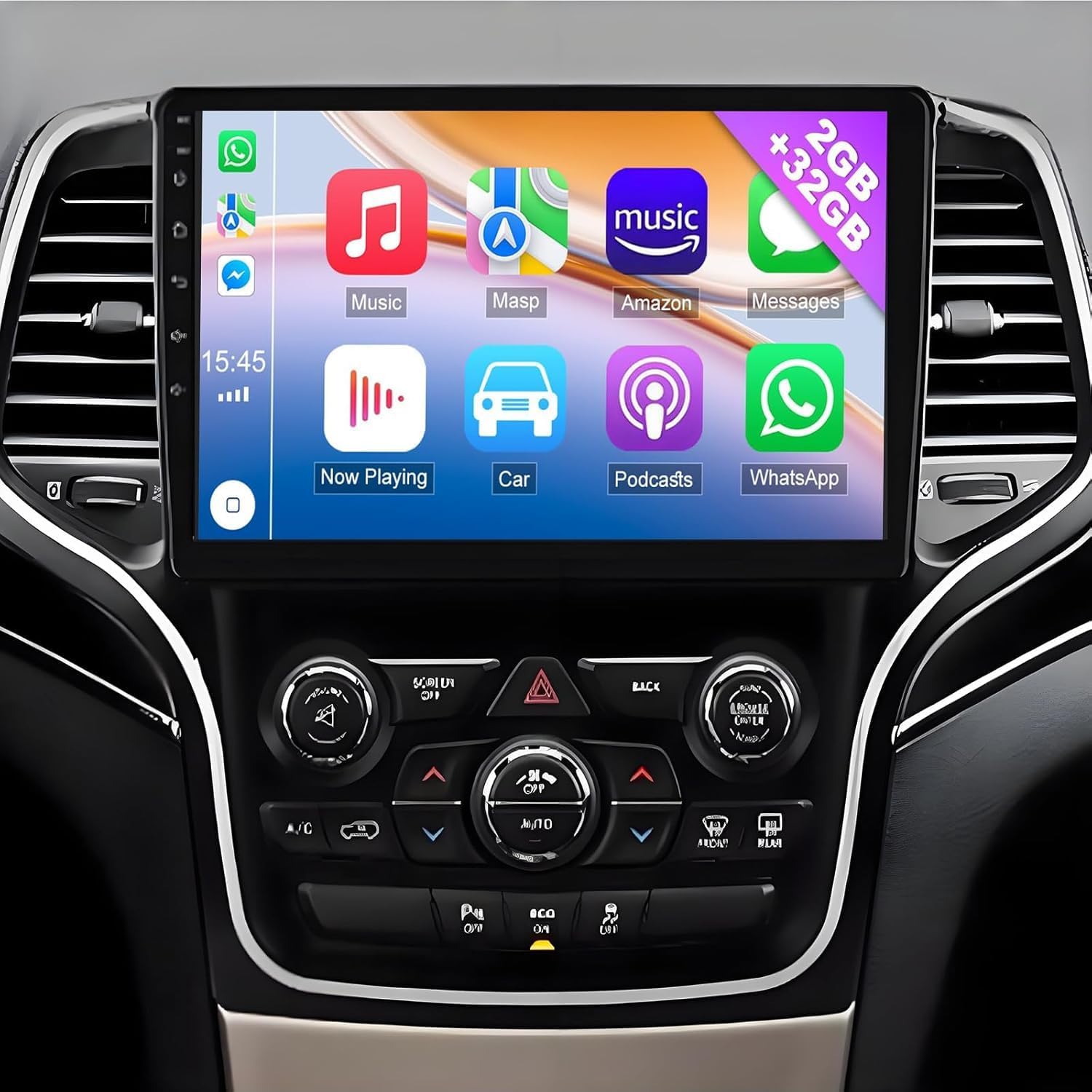 Double Din Car Stereo for Jeep Grand Cherokee 2014-2022 10 Inch Touch Screen Android 13 Car Audio Multimedia Receiver with CarPlay Android Auto GPS Navigation Bluetooth WiFi Backup Cam (2+32G)