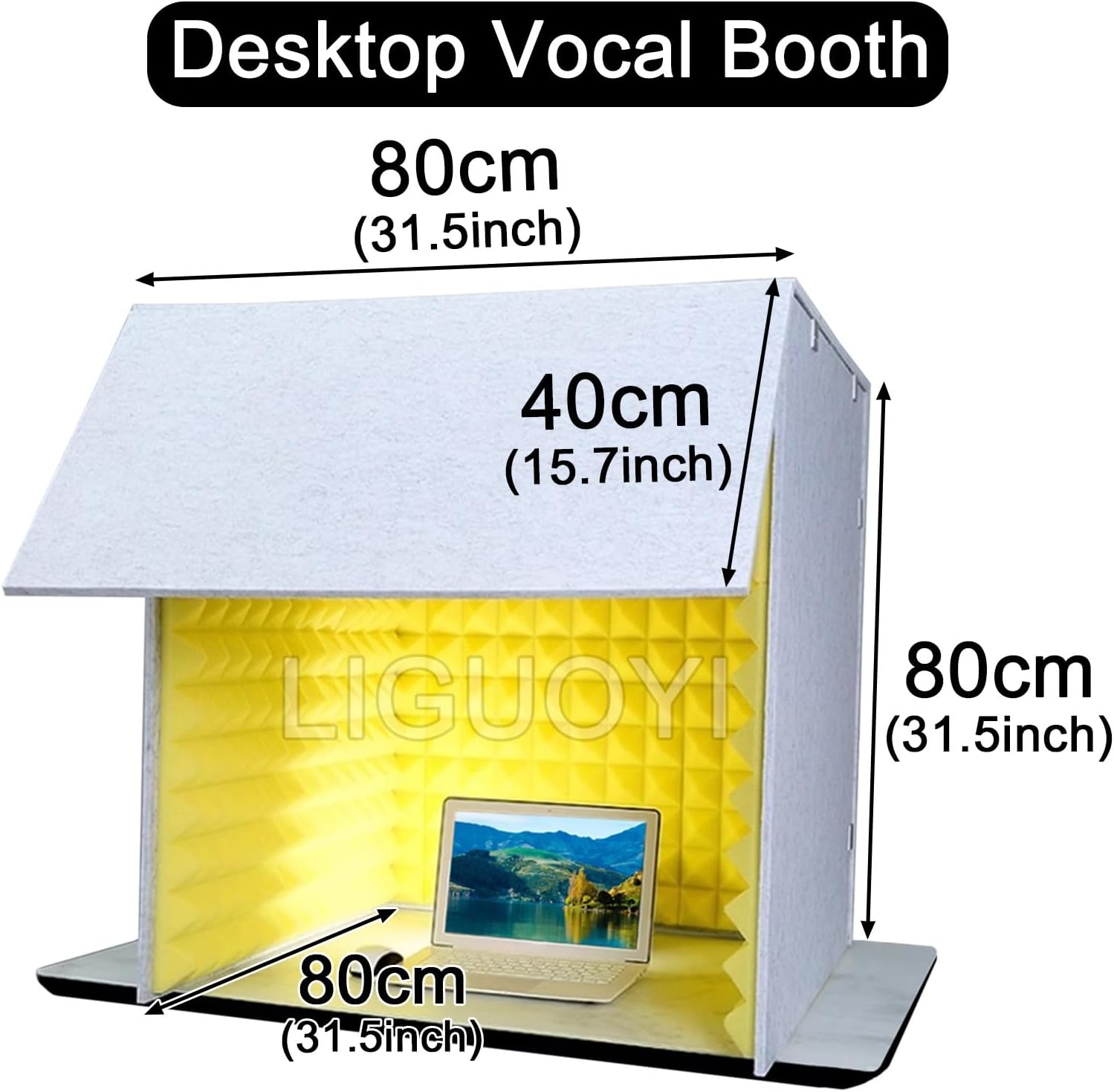 LIGUOYI Desktop Soundproof Booth Portable Vocal Booth Noise Absorbing/Barrier Foam Panels, Foldable Noise Absorbing Panel Desktop Recording Acoustical Treatments Für Tonaufnahmen, Podcasts(Yellow)