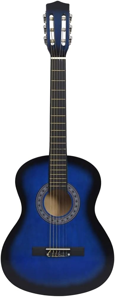 YAFF 8 Piece Classical Guitar Kid Beginner Set Blue 3/4 36