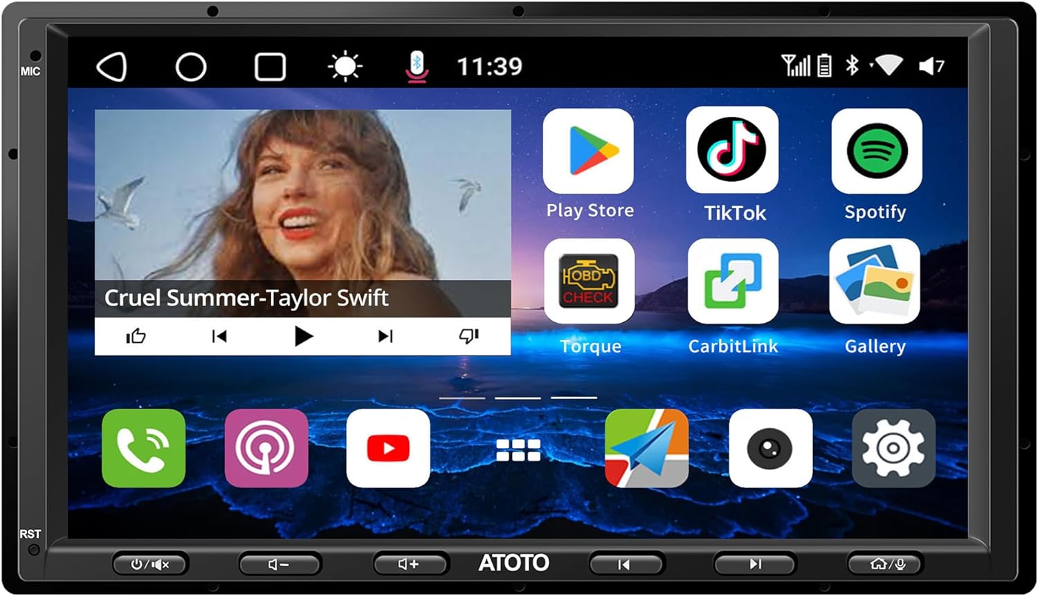 S8 8-Core 4G+32G Android Double Din Car Stereo, 4G LTE, WiFi/BT/USB Tethering, 7inch QLED Touchscreen Wireless CarPlay Android Auto, AI Chat Car Radio,2 Bluetooth, SCVC, DSP/HDMI Out