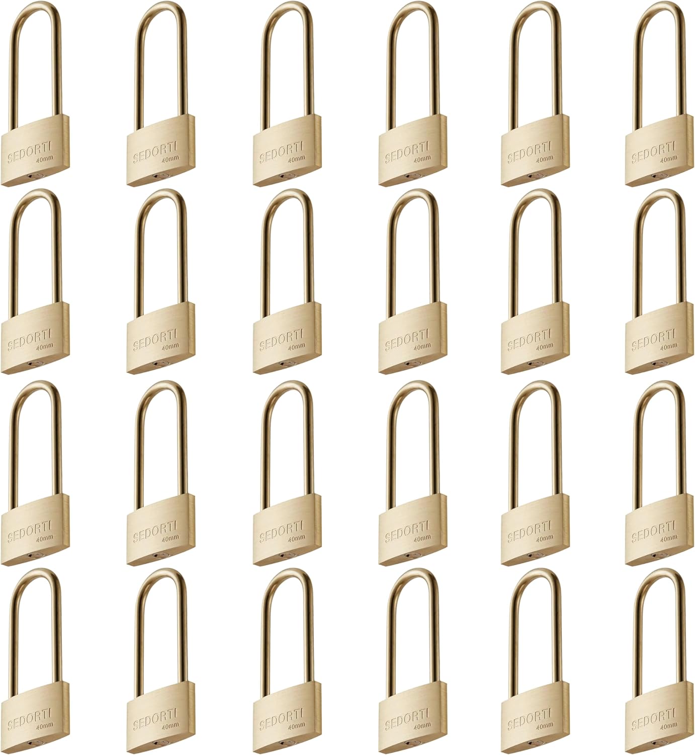 Weather Proof Locks with Same Key#31322, Solid Brass Keyed Alike Padlocks with Long Brass Shackle, Light Duty, 1-1/2