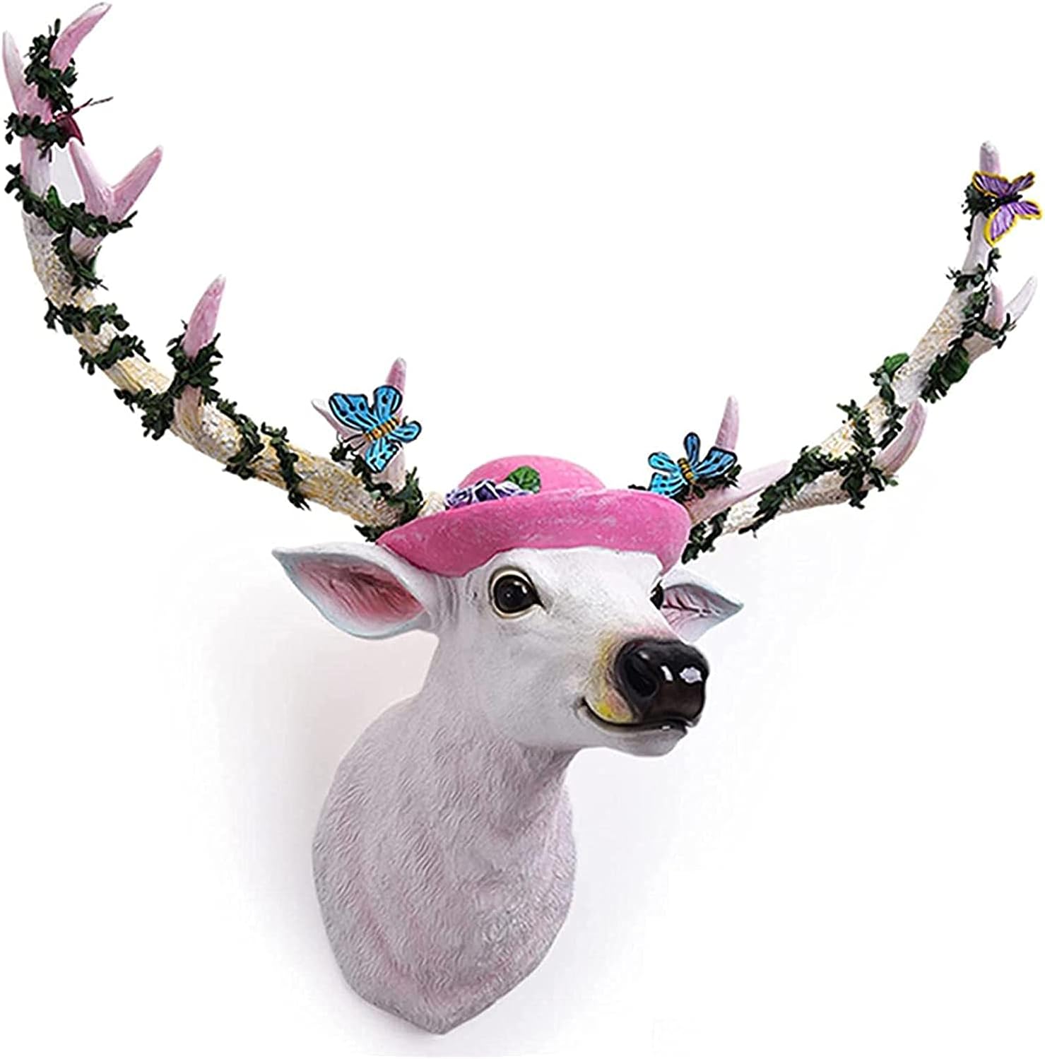 Lucky Deer Head Decorative Wall Mount,Wall Art, Deer Head Wall Decoration Handmade Farmhouse Decoration - Fake Animal Dog Deer Corner Gallery (Size : Big)