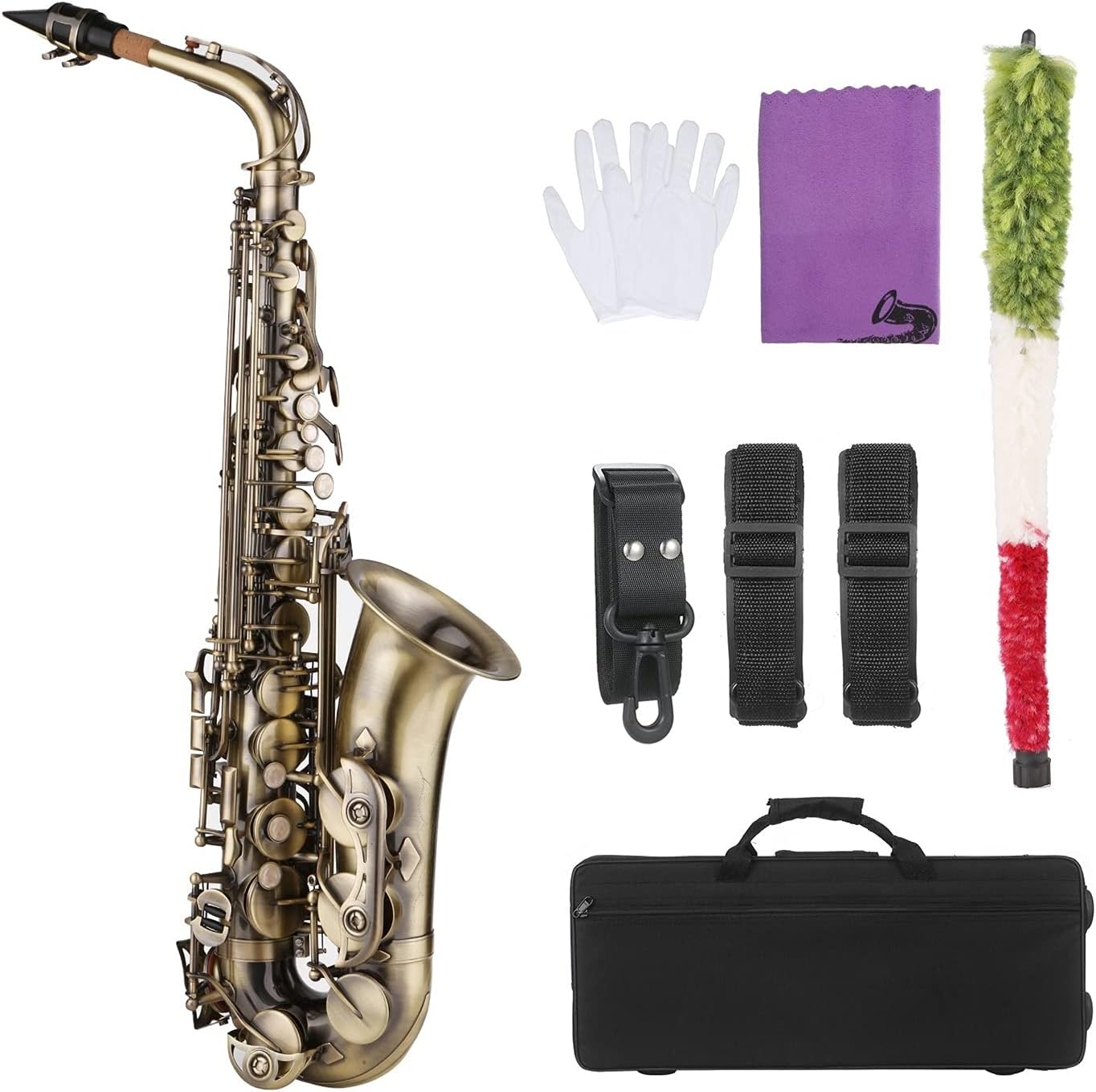 Sax Beginners Kit Vintage Style E Flat Alto Saxophone EB Copper Sax Music Instruments with Case Neck Straps Mouthpiece Accessories Wind Instrument