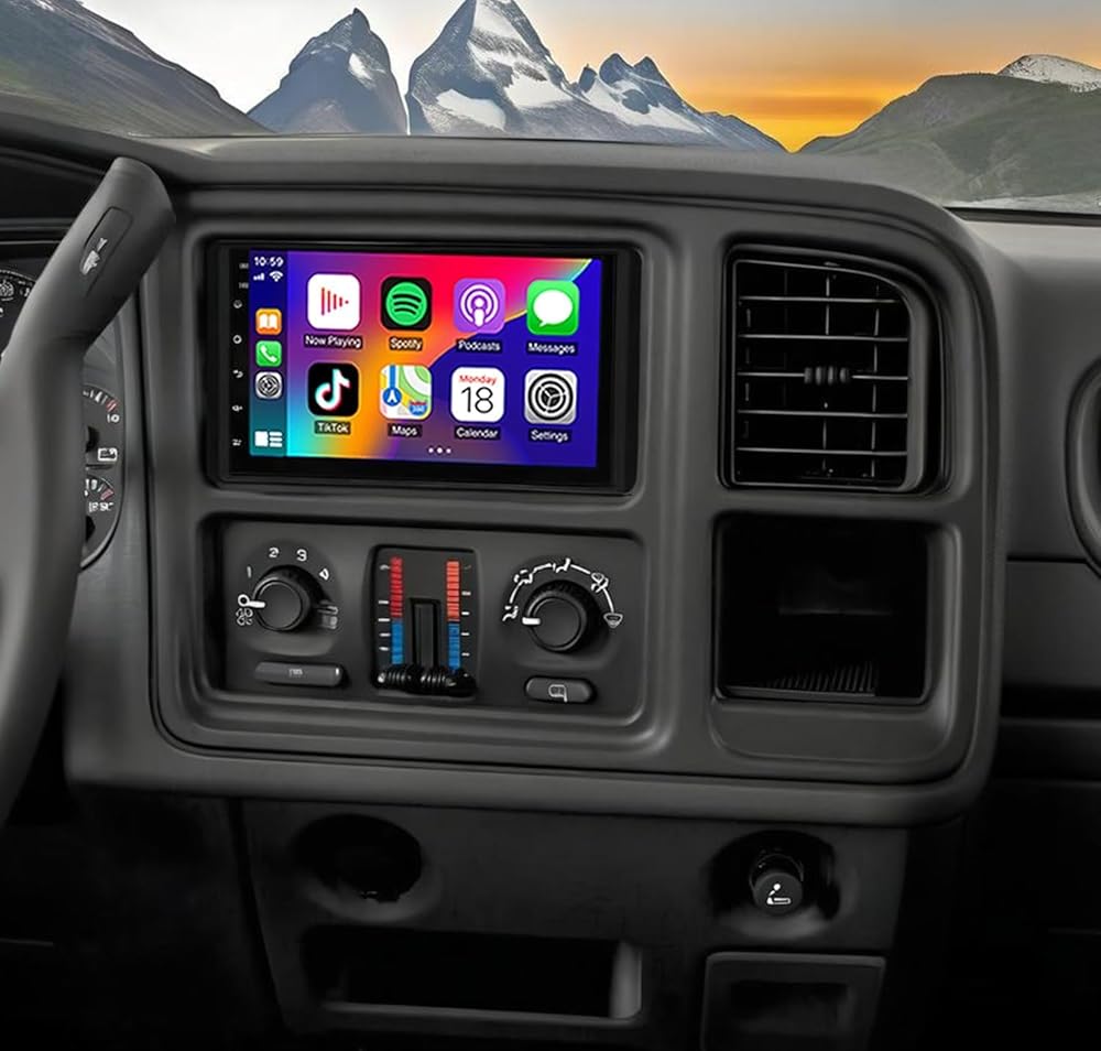 Car Stereo Radio for 2003-2006 Chevrolet Chevy Silverado Tahoe GMC Sierra Yukon, 7'' Touch Screen Car Radio with Wireless Carplay Android Auto,GPS FM/SWC Bluetooth 1080P Backup Camera-2+32G