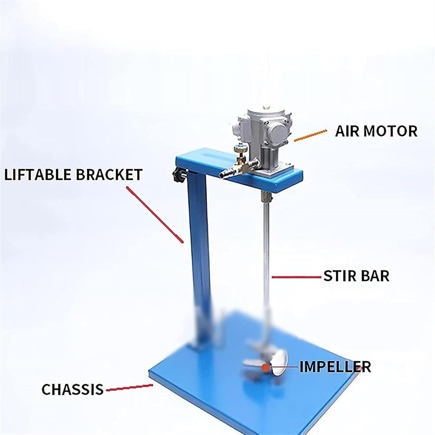 Pneumatic Mixer with Stand 5 Gal/20LGallon Stainless Steel Automatic Paint Stirring Machine,Tank Barrel Clip Bracket Air Agitator Paint Mix Tool, for Paint Mixing in Paint Factory