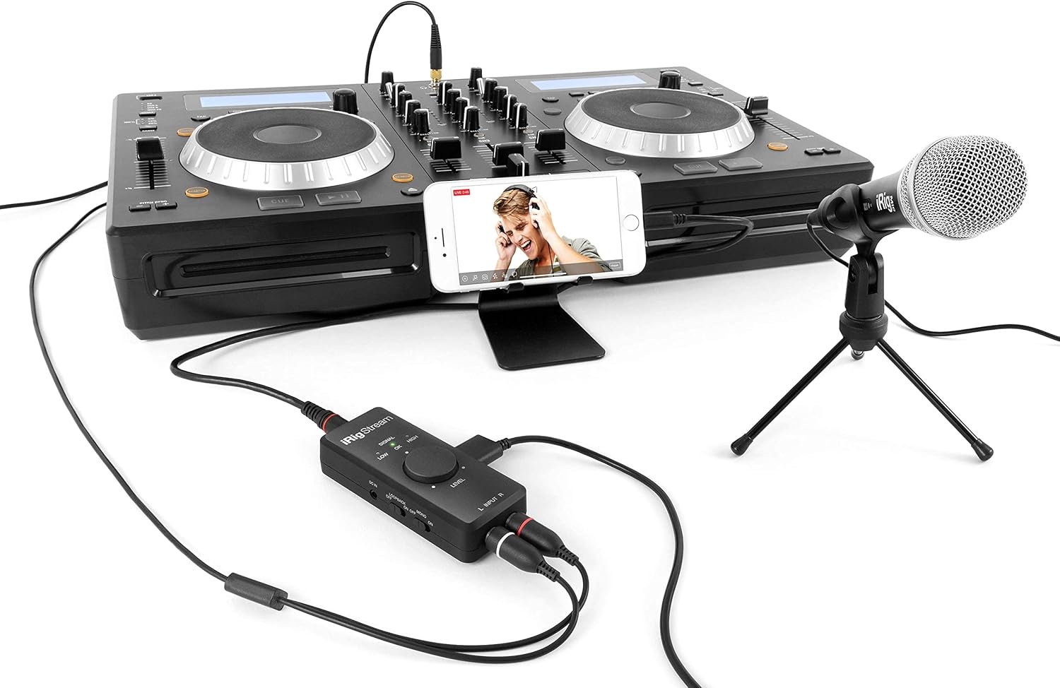 IK Multimedia iRig Stream stereo audio interface for iPhone, iPad, Mac, iOS and PC with USB-C, Lightning and USB for 24-bit, 48 kHz recording from mixers and studio gear