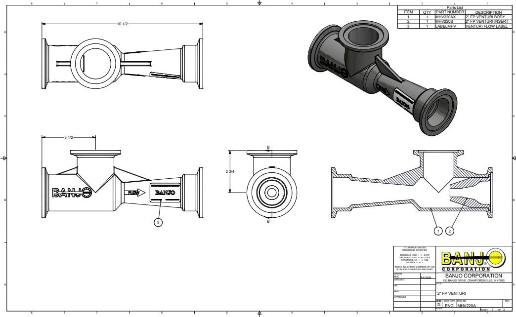 Banjo MHV220A 2'' Full Port Manifold Inductor