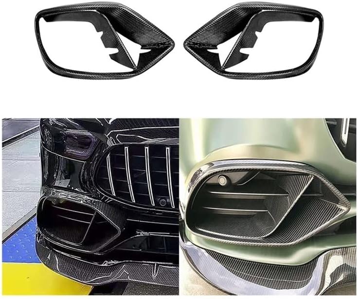 Compatible with Mercedes-Benz AMG GT50 GT53 2019-2020 Real Carbon Fiber Front Bumper Fog Light Vent Cover Trim Car Retrofitting Accessories