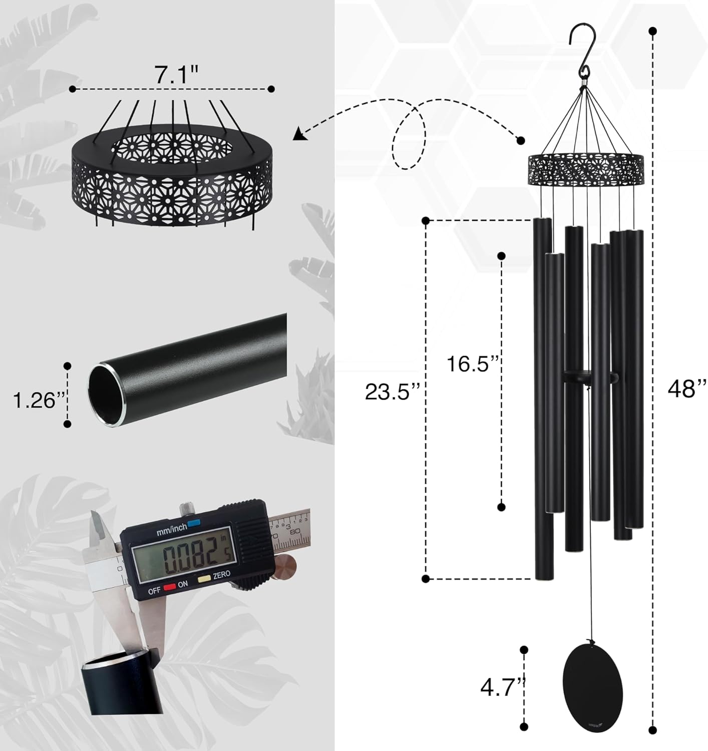 Vanquer Large Wind Chimes for Outside Deep Tone - 48'' Wind Chimes Outdoor Clearance, Deep Tone, Windchimes Outdoors, Memorial, Sympathy Gift, Garden Patio Yard, Home Décor