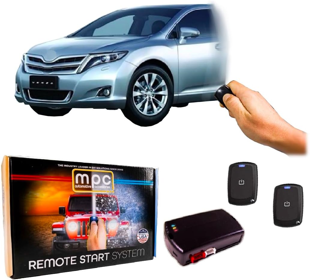 MPC Remote Starter Compatible with 2009-2016 Toyota Venza |Gas| |Push to Start| T-Harness - (2) Extended Range 1-Button Remotes - Up to 1,500 Range - Firmware Preloaded