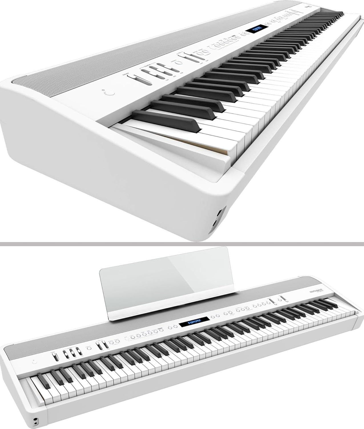 Roland FP-90X 88-Key Digital Piano - White Bundle with KSC-90 Stand, Three Pedal Unit, Bench, Online Lessons, Instructional DVD, and Austin Bazaar Polishing Cloth