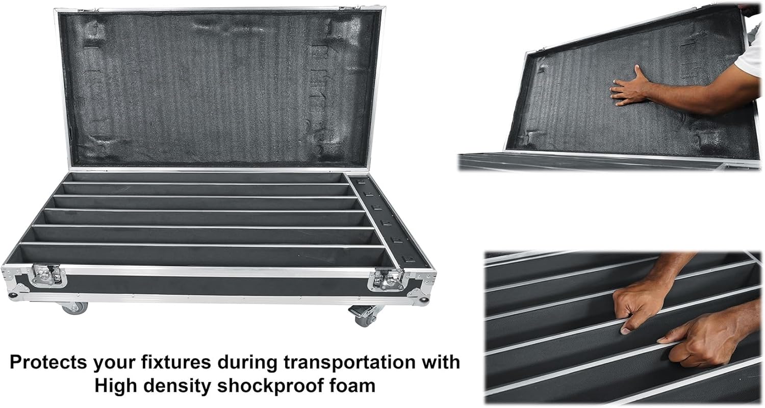 Rockville Pixel Hybrid Pack 6 Battery Powered Bar Wash/Strobe/Blinder Light Strips, RGB 5050 LEDs, Wireless DMX, Custom IR Remote, 10-Hour Battery, Charging Case, for DJs and Stage Lighting