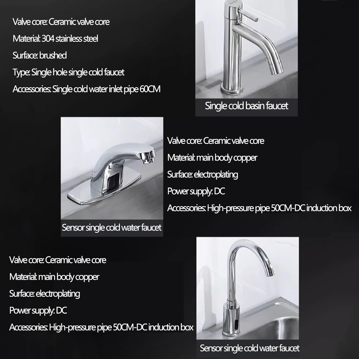 Stainless Steel Commercial Kitchen Sink, Single Bowl Bar Sink with Faucet Kit, Wall Mount Hand Washing Basin, Corner Hand Basin, Save Space(B-50x41.2x15cm)