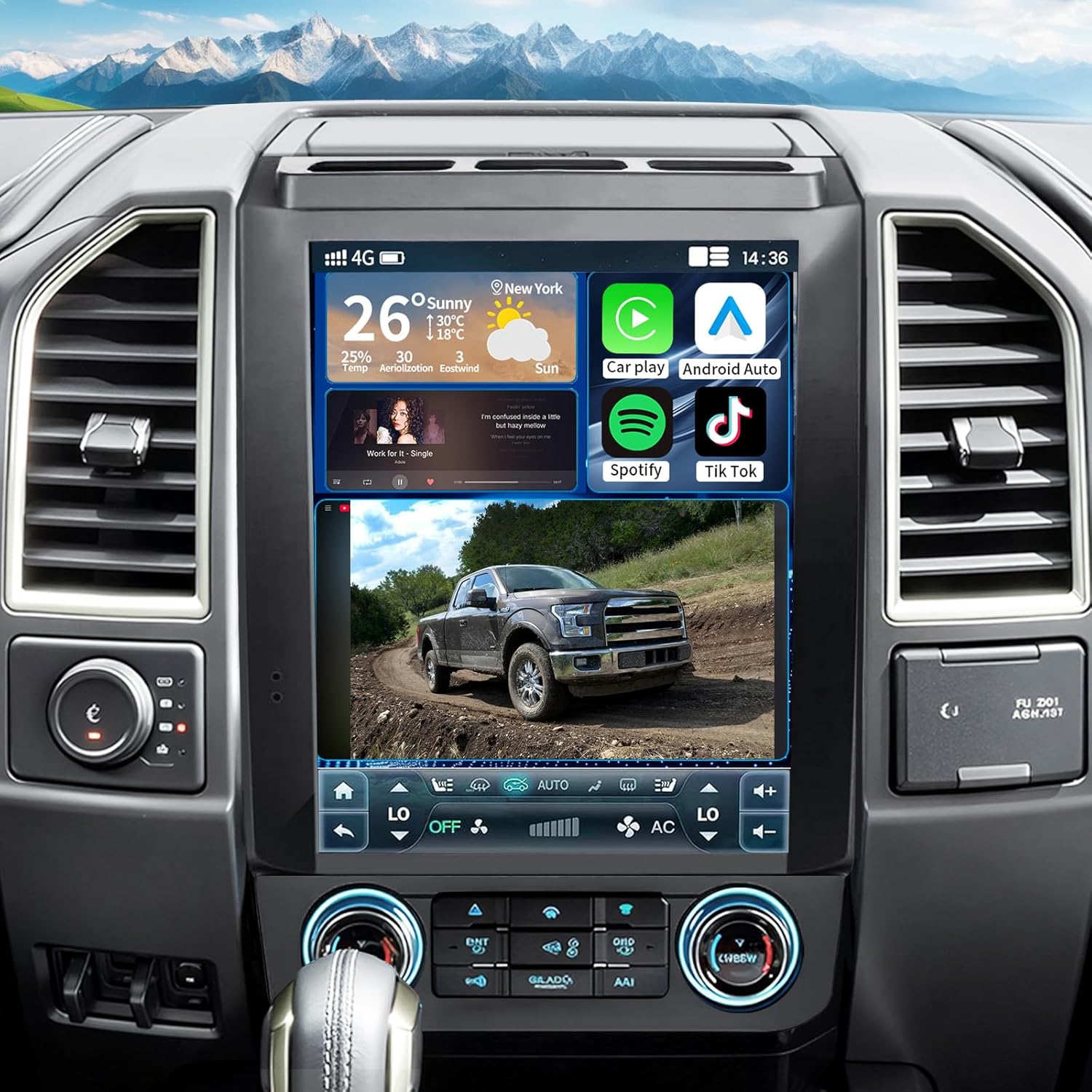 Car Radio for Ford F150 2015-2021 Stereo Upgrade 12.1 Inch Tesla-Style Touch Screen Audio Wireless Carplay& Android Auto Bluetooth WiFi GPS Backup Camera Head Unit 8 Core