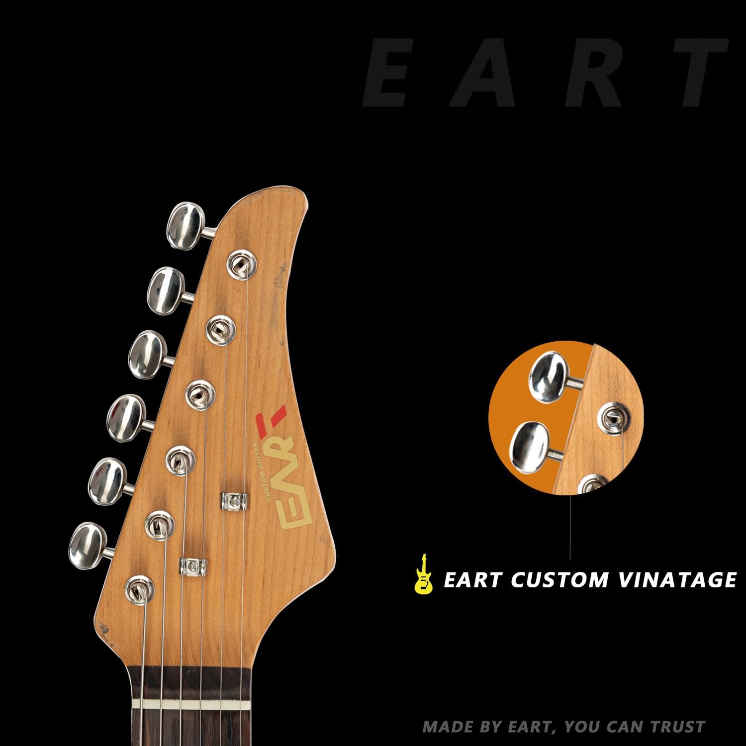 EART Vintage-VS60H 6 String Medium Relic Solid-Body Guitar-Full Size Roasted Rosewood Relic Finish VS60 Pickups 6-Point Synchronized Tremolo Bridge Electric Guitar for Blues, Classics,Right Hand