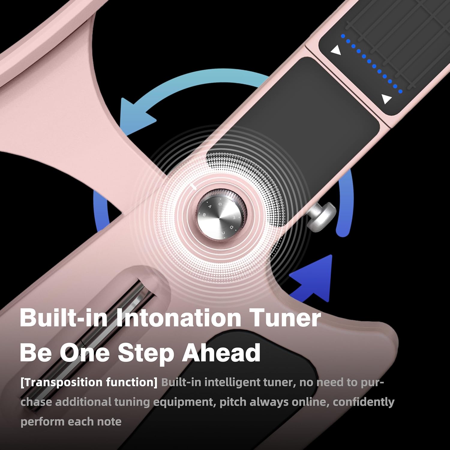 Stringless Electric Smart Guitar,Foldable & Portable,Travel Backing Guitarra for One-Man Band,Chord Generator,App Interactive Chord Sheets,Easy to Play (Pink)