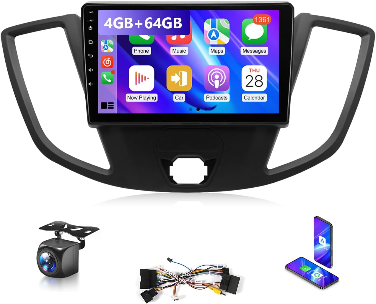 4G+64G Android 13 Car Stereo for Ford Transit 2013 2014 2015 2016 2017 2018 2019 Radio Carplay/Android Auto, 9