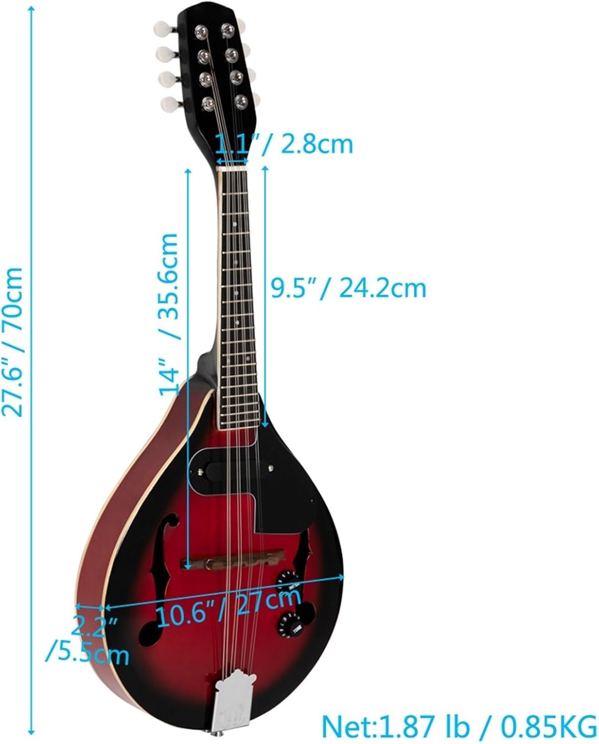 TSTS Mandolin Musical Instrument A Style 8-String Acoustic Electric Mandolin Double Mandolin with Gig Bag for Beginner (Color : 03)