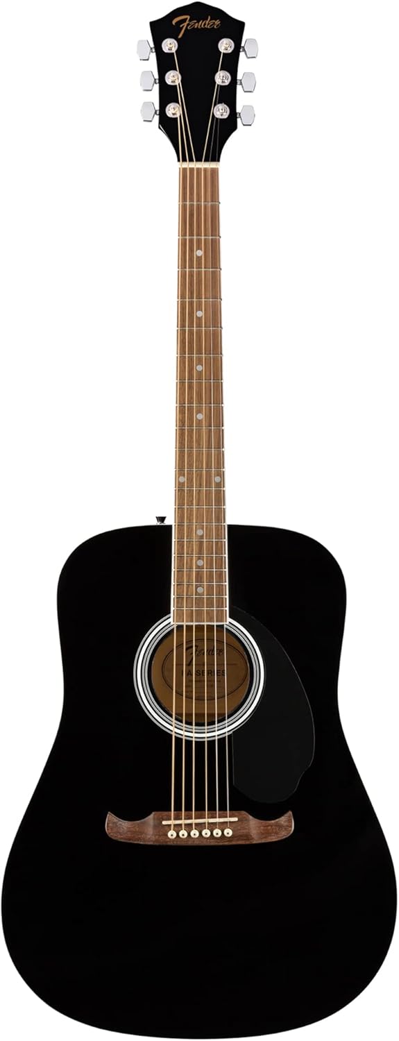 Fender FA-125 Dreadnought Guitar - Black Bundle with Gig Bag, Tuner, Strap, Strings, String Winder, Picks, and Austin Bazaar Instructional DVD