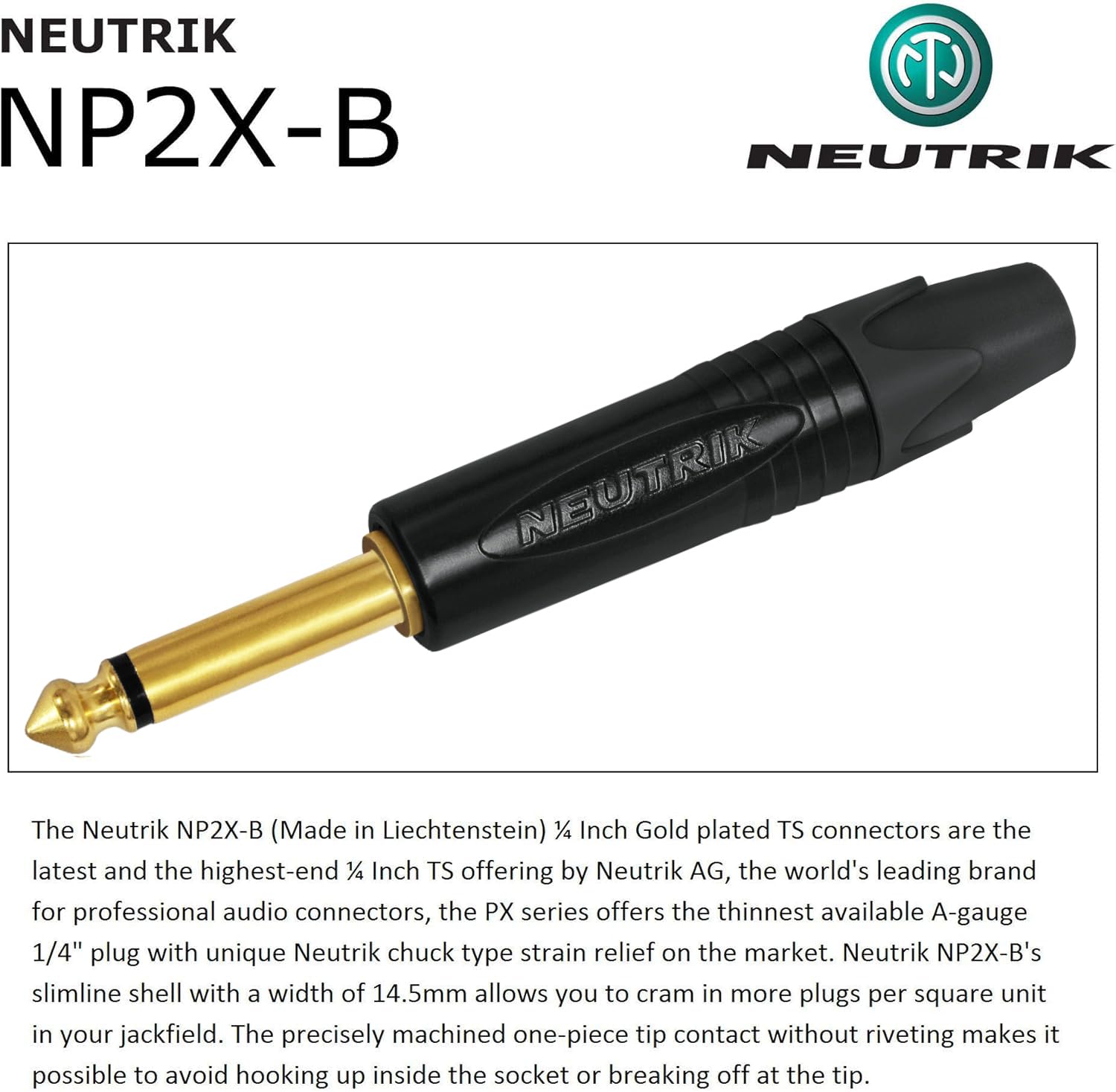 50 Foot - WBC-PRO-Guitar – 20 AWG - Low-Cap (18pF/ft) – Pro-Grade – Graphite-Based - Dual-Shielded Guitar, Bass, Instrument Cable with Neutrik Straight to Angled ¼ Inch (6.35mm) Gold TS Connectors