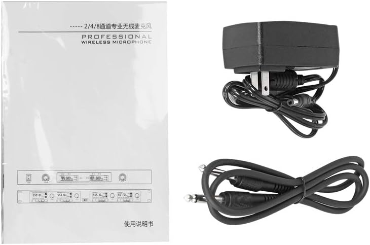 Wireless Microphone System 8 Channel UHF 4 Handheld 4 Bodypack Headset Lapel Mics Fixed Frequency Metal Cordless Microphone for Church Singing DJ Wedding Party Ktv