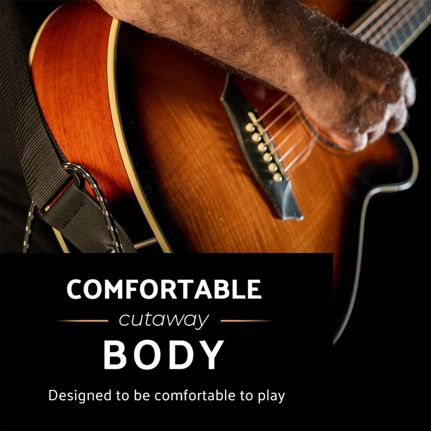 Washburn Festival EA15 Acoustic Electric Cutaway Guitar Bundle with Flame Maple Veneer Top, Includes Strap, Picks, Clip-On Tuner and Extra Set Of Strings (EA15ATB-BNDL)