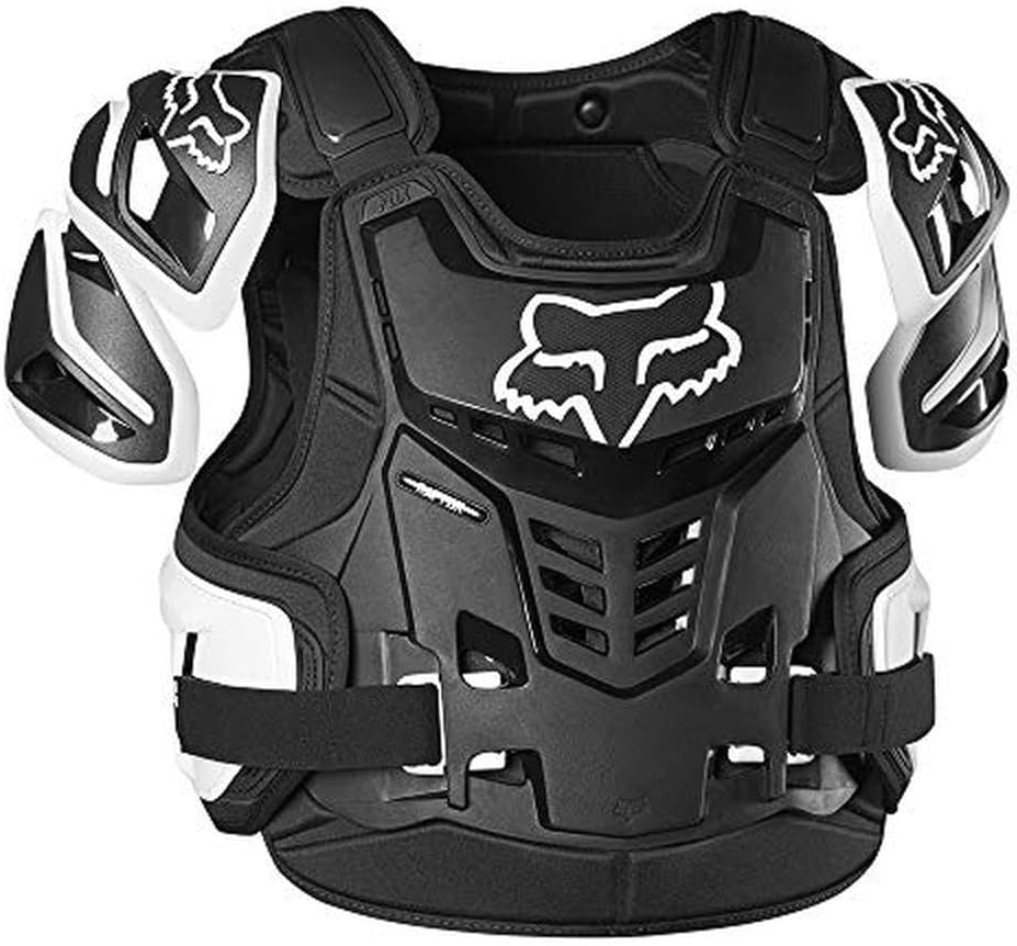 Fox Racing Raptor Motocross Dirt Bike Vest CE Chest Guard, Black/White, Small/Medium