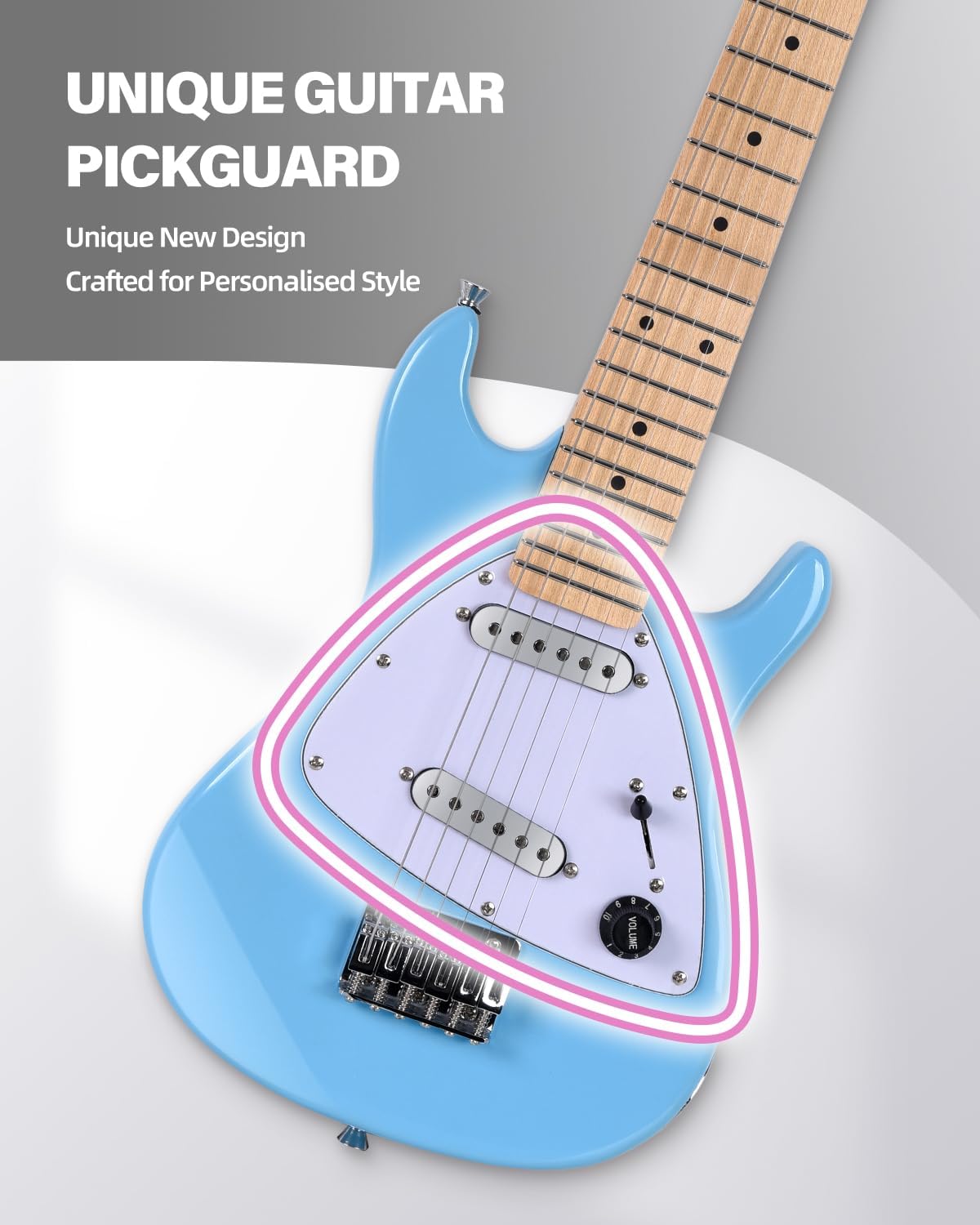 Winzz 30 Inch Kids Electric Guitar Beginner Kit, Junior 1/4 Size Mini Electric Guitar for Children Complete Stater Set with Amp, Gloosy Blue Colour