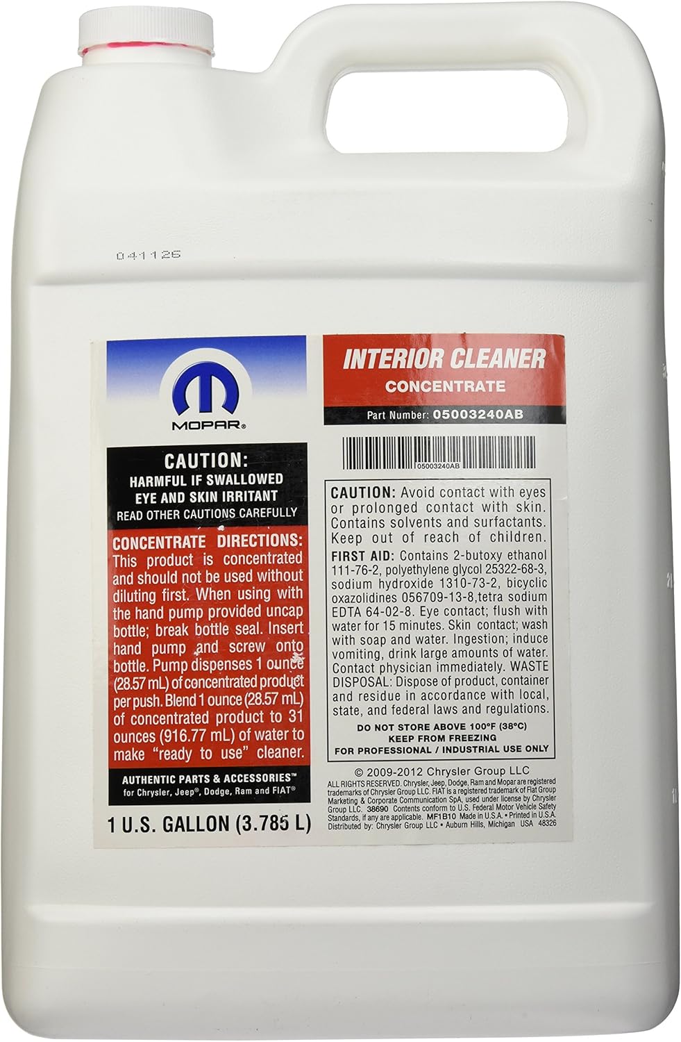 Chrysler Genuine Accessories 5003240AB Interior Cleaner Concentrate - 1 Gallon