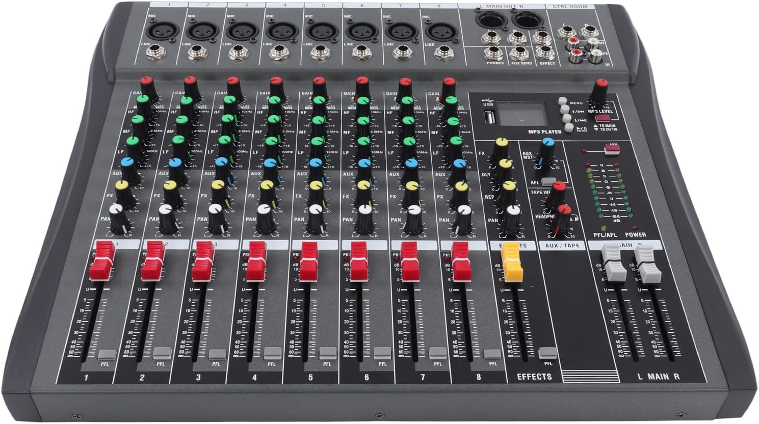 8 Channel Portable Audio 8 Channel Professional Sound Mixer, 8 Sound Mixer Detector Debugger Board with AC100‑240V