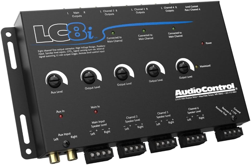 AudioControl LC8i Black 8-Channel Line Output Converter with Auxiliary Input