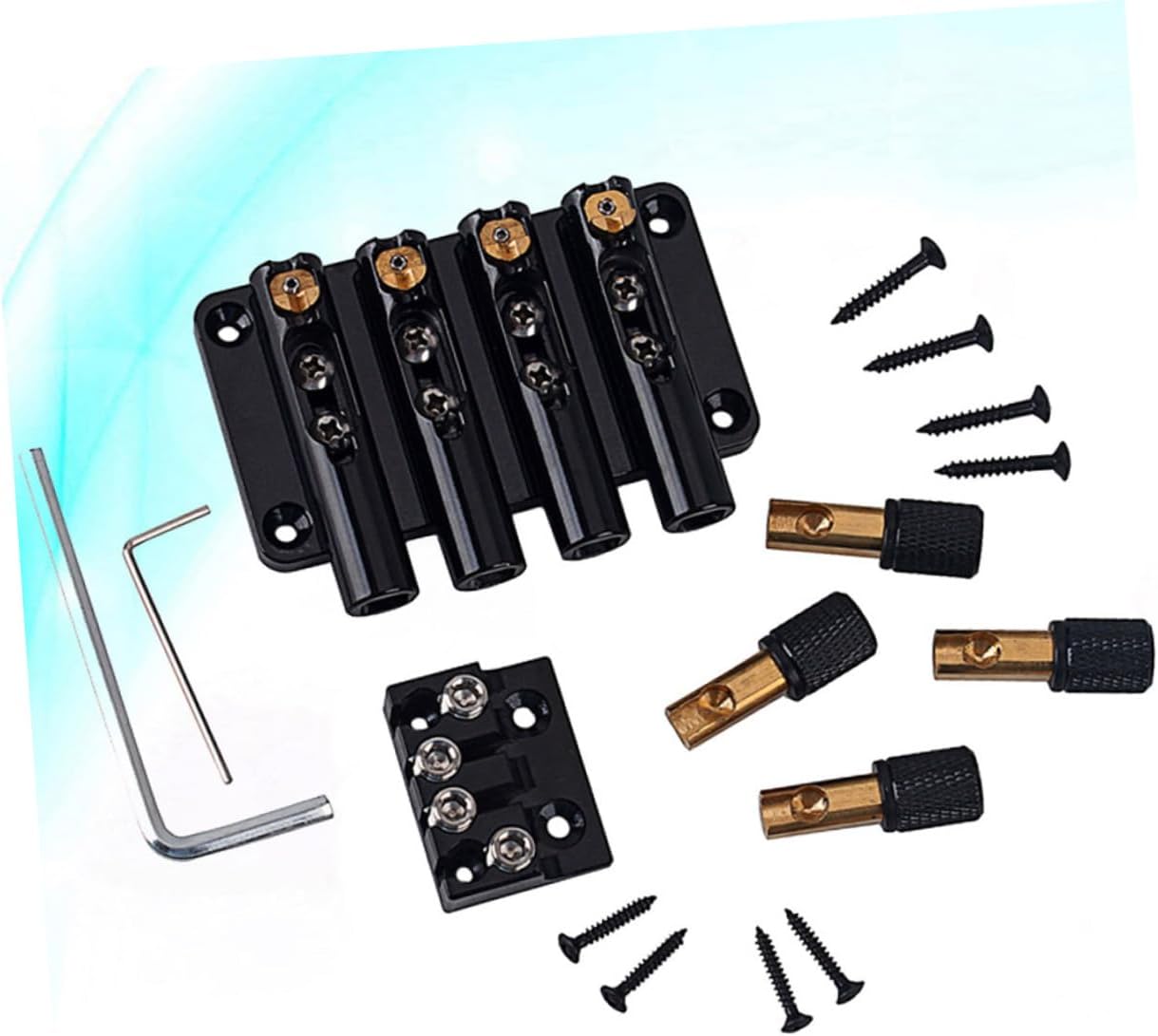 Toyvian String Vintage Style Headless Bass Bridge with String Lock for Guitar Easy Installation Shaped Black