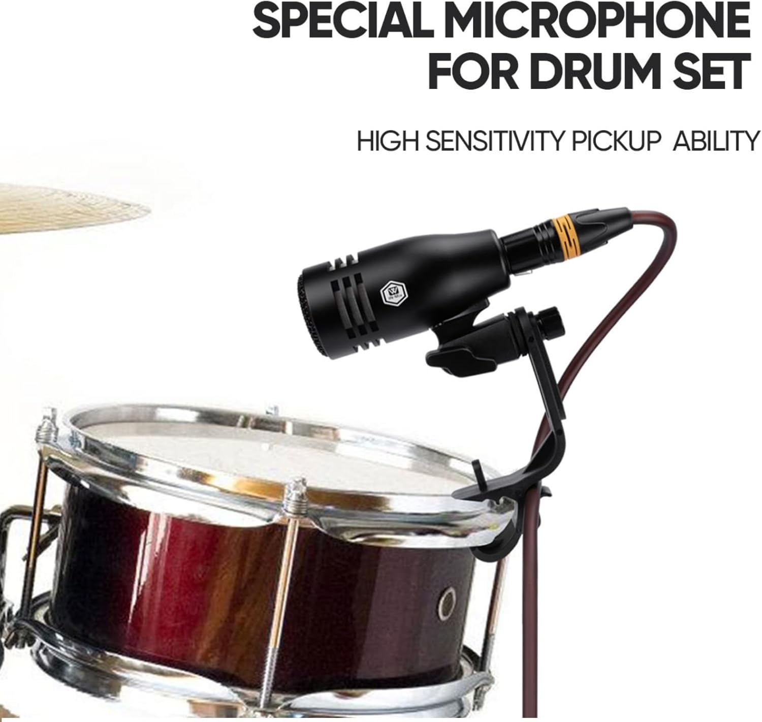 W IN-MIX 7 Piece Wired Dynamic Drum Mic Kit (Whole Metal)- Kick Bass, Tom/Snare & Cymbals Microphone Use for Drums, Vocal, Other Instrument Complete with Thread Clip, Mics Holder