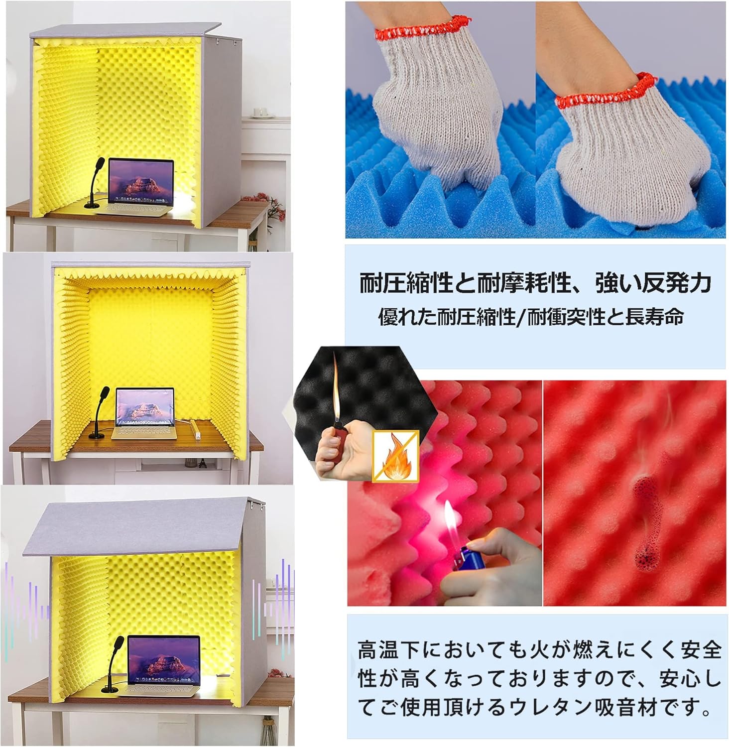 Desktop Soundproof Box, Portable Home Recording Studio, Suitable for Recording Live Broadcast (Yellow)