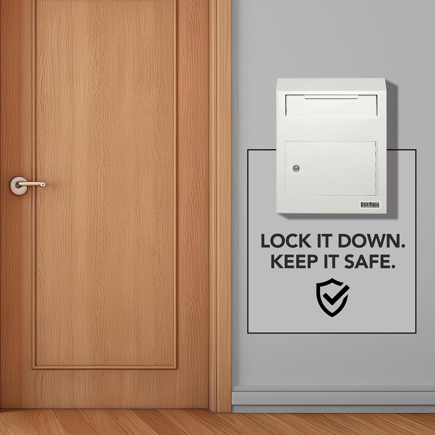 Durabox Drop Box Deposit Safe 12 x 4 x 15” Heavy Duty Steel Wall Mount Mailbox for Mail, Letters, Checks, Keys, Cash and more for Home, Office & Commercial Use (W500) (Gray)