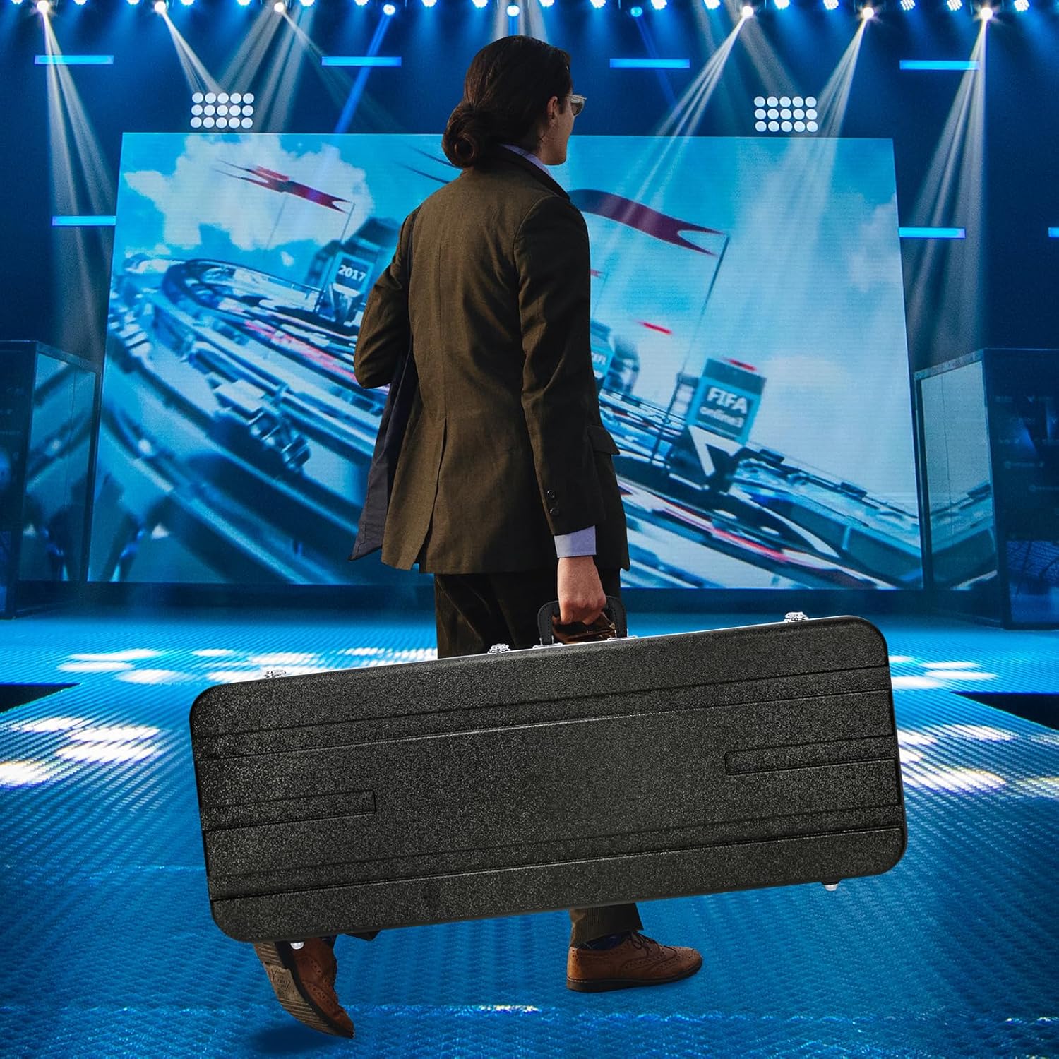 MUZNOTE ABS Electric Guitar Case Electric Guitar Hard Case Gig Bag 1.1 Inch Foam Plush Interior Thick Padding for Electric Guitars, Waterproof(Black)